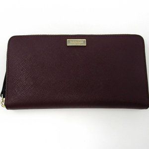 Kate Spade Burgundy Neda Zip Around Clutch Wallet